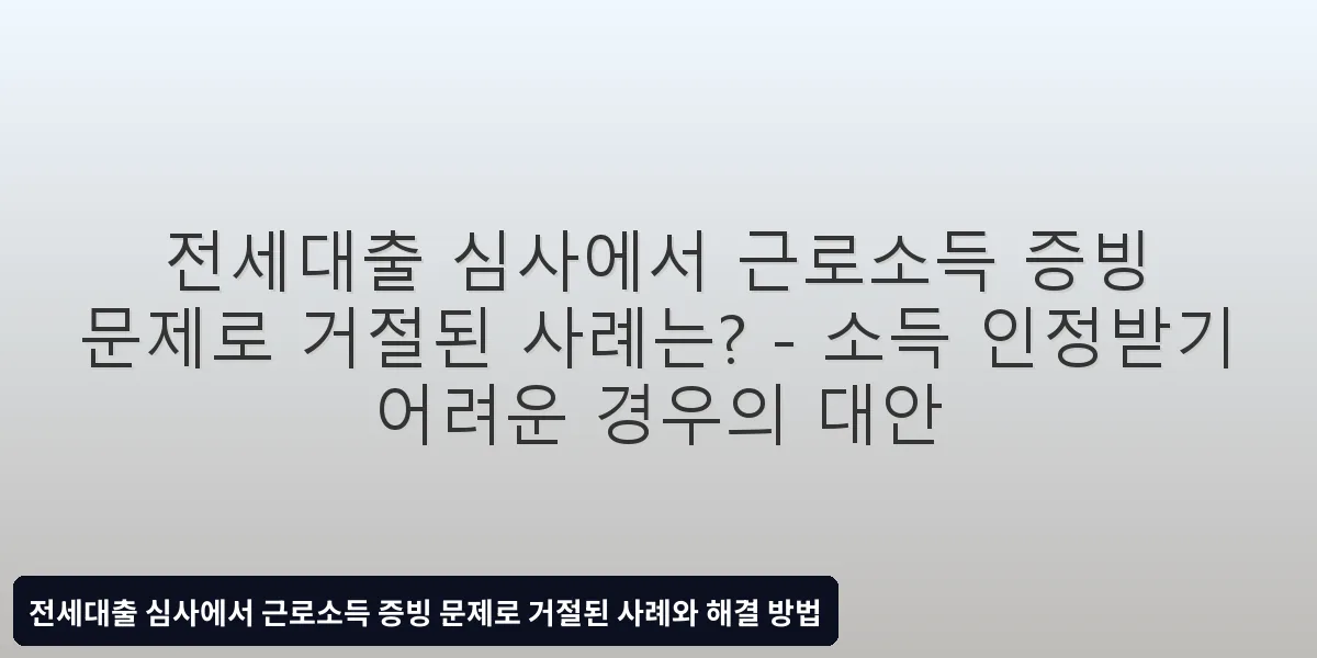 소득 인정받기 어려운 경우의 대안