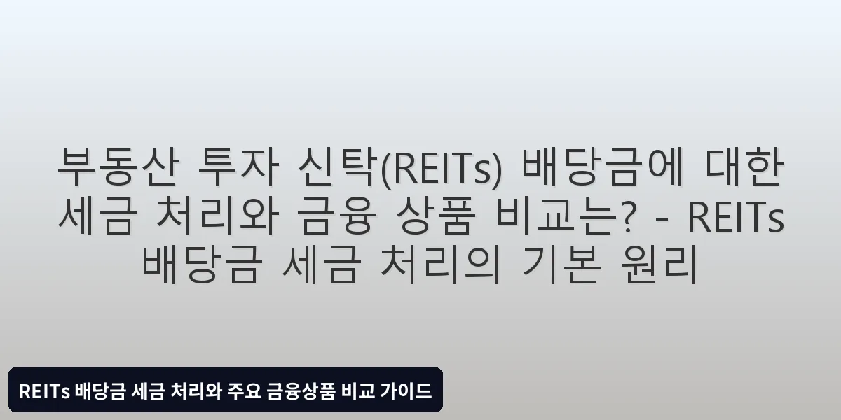 REITs 배당금 세금 처리의 기본 원리